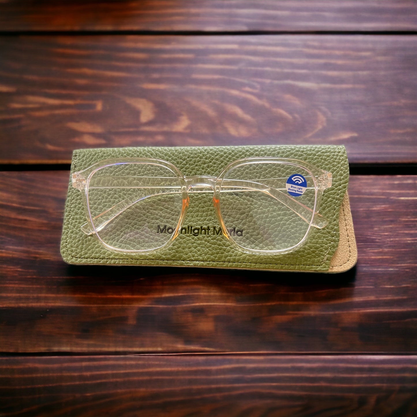 Tea Colour Unisex Glasses With Blue Light Blocking Radar & & Moleskin Design Pouch