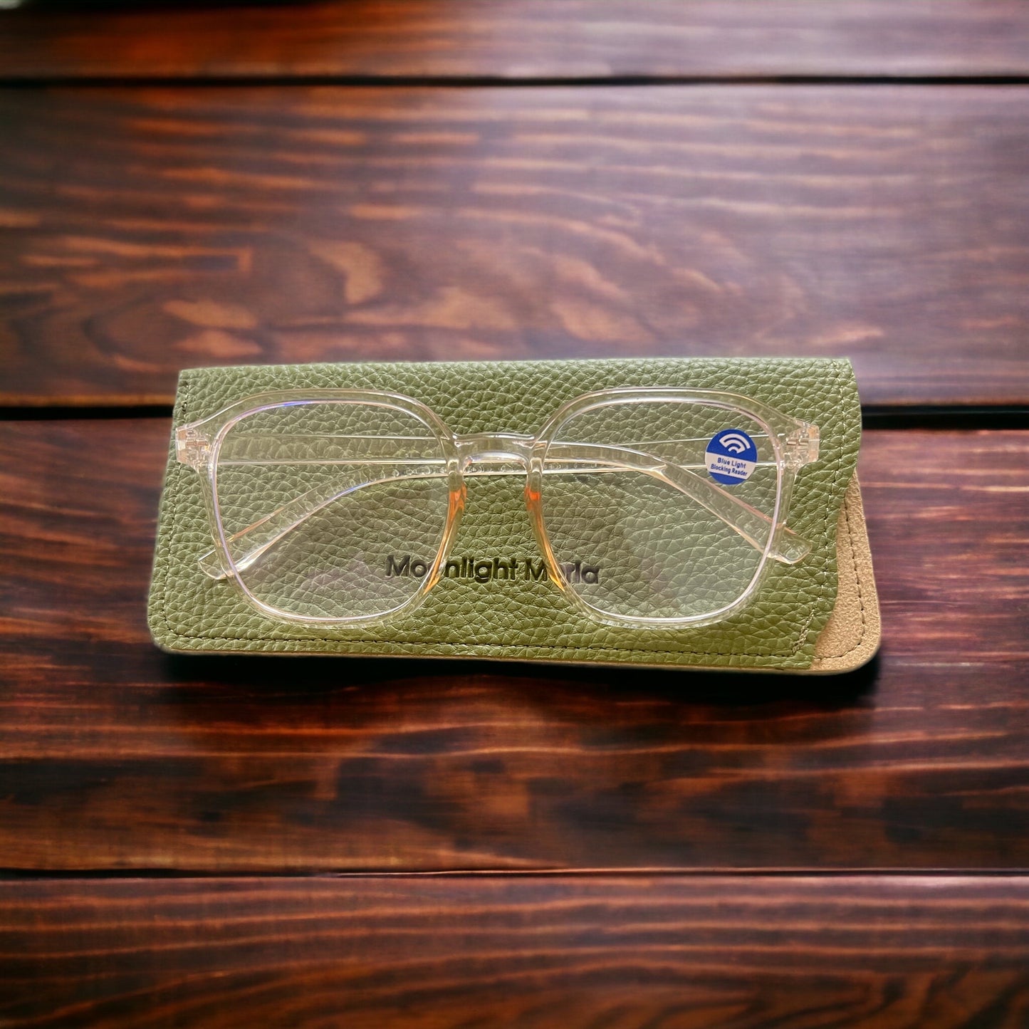 Tea Colour Unisex Glasses With Blue Light Blocking Radar & & Moleskin Design Pouch