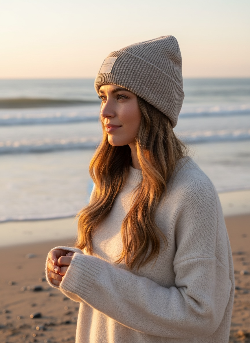 Winter Wool Hat Beanie Dusky Brown