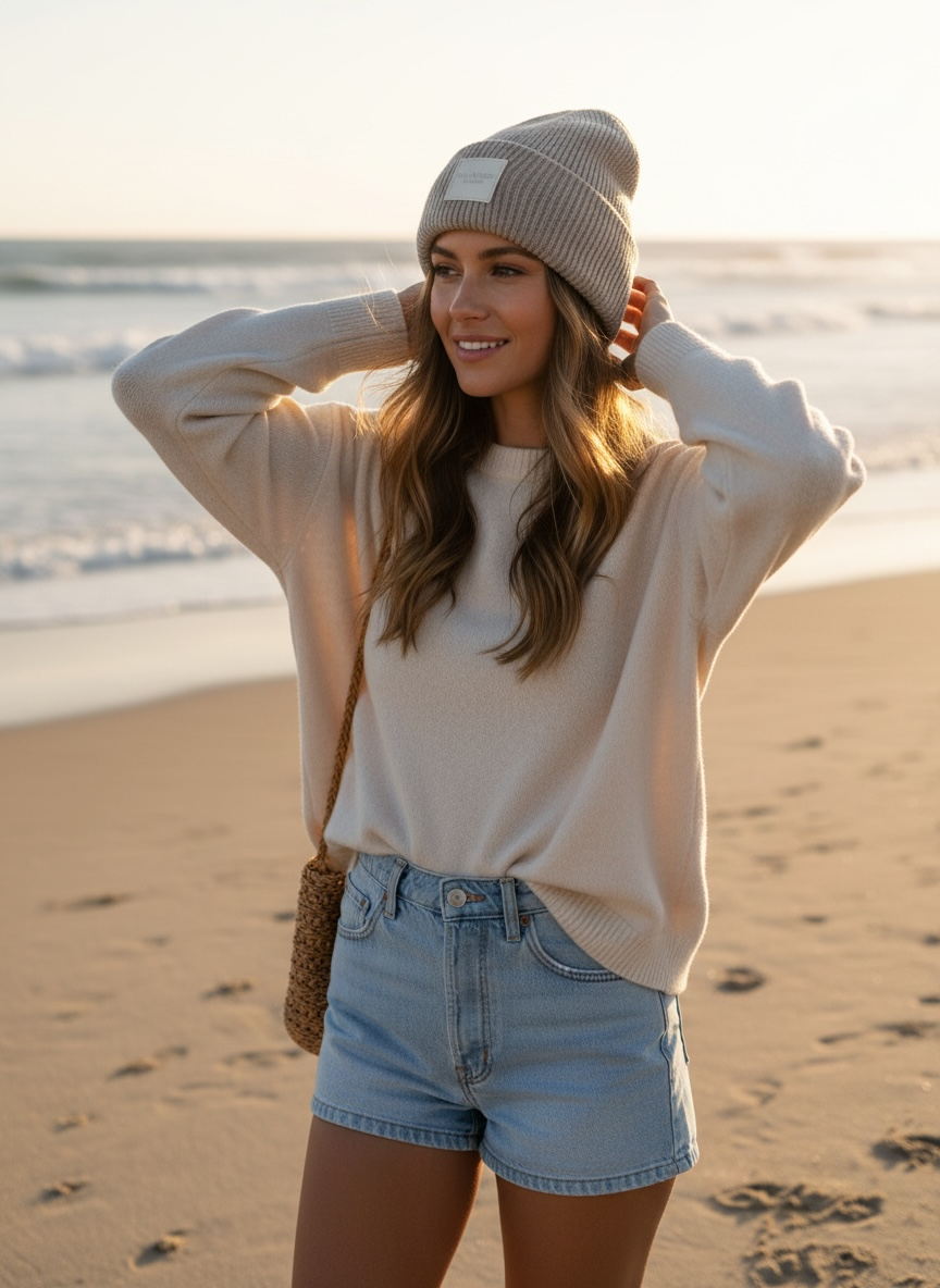 Winter Wool Hat Beanie Dusky Brown