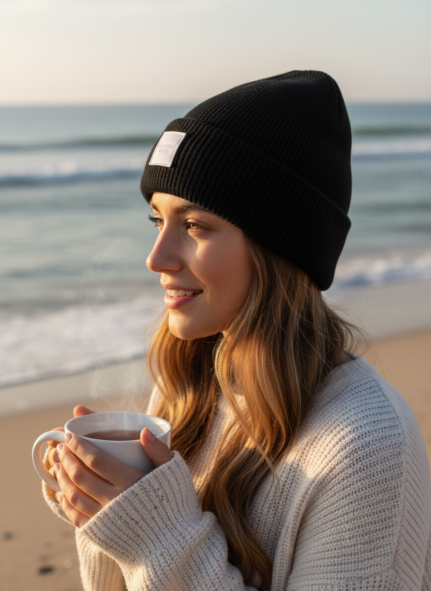Winter Wool Hat Beanie Hat Dusky Black