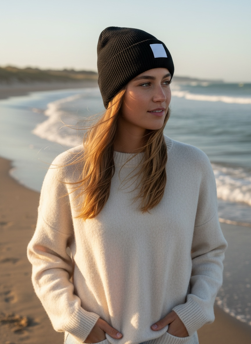 Winter Wool Hat Beanie Hat Dusky Black