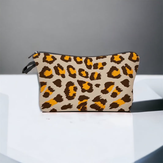 Cosmetic Pouch Brown Leopard Print