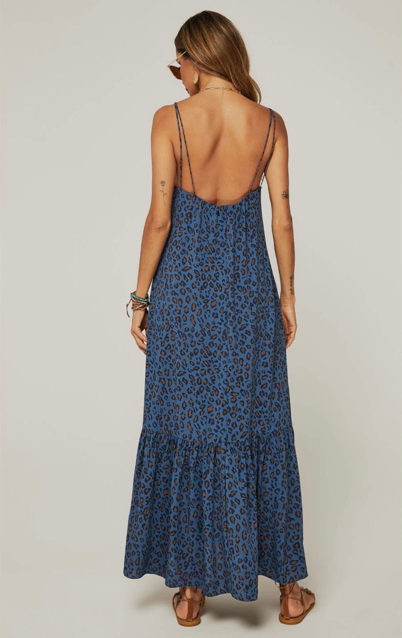 Navy Leopard Print Slip Dress