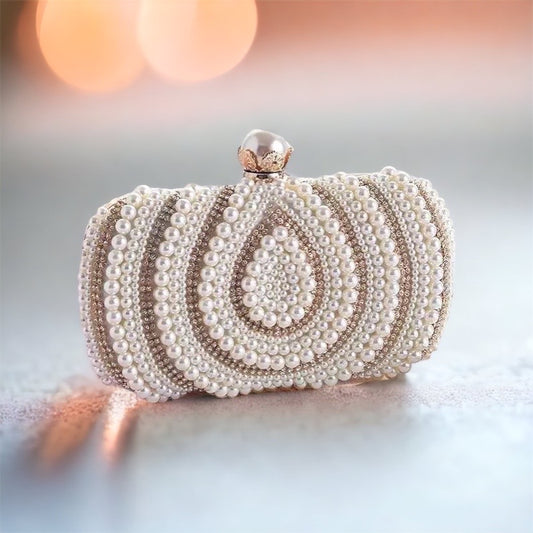 Pearl Rose Gold Clutch Handbag