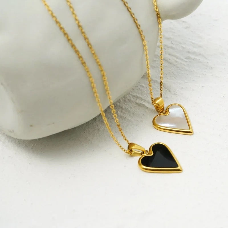 Limited Edition Gold & White / Silver Heart Necklace